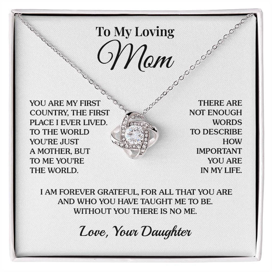 To Mom (From Daughter) - Without You There Is No Me - Love Knot Necklace