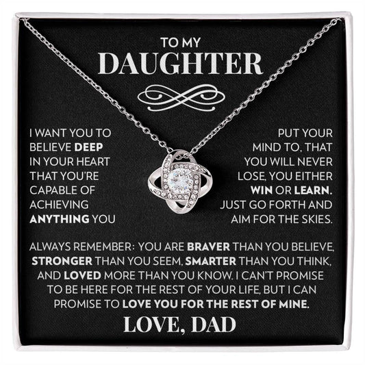 To Daughter (From Dad) - Aim For The Skies - Love Knot Necklace