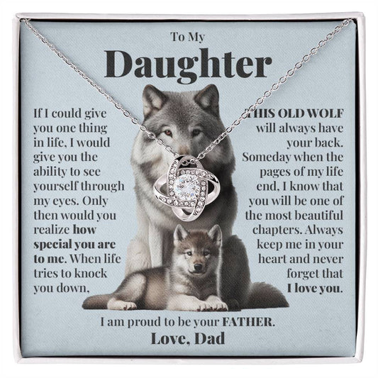 To My Daughter (From Dad) - This Old Wolf - Love Knot Necklace