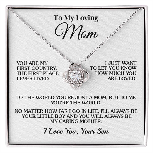 To Mom (From Son) - The World - Love Knot Necklace