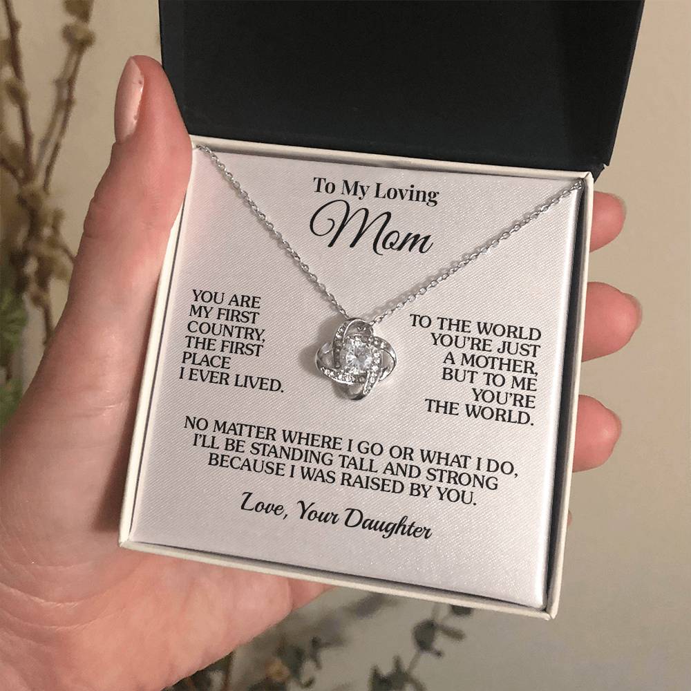 To Mom (From Daughter) - First Country - Love Knot Necklace
