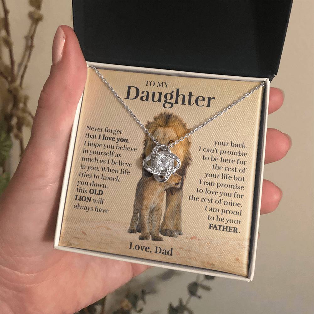 To My Daughter (From Dad) - Proud Old Lion - Love Knot Necklace