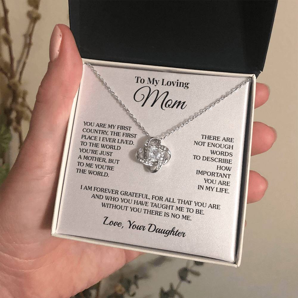 To Mom (From Daughter) - Without You There Is No Me - Love Knot Necklace
