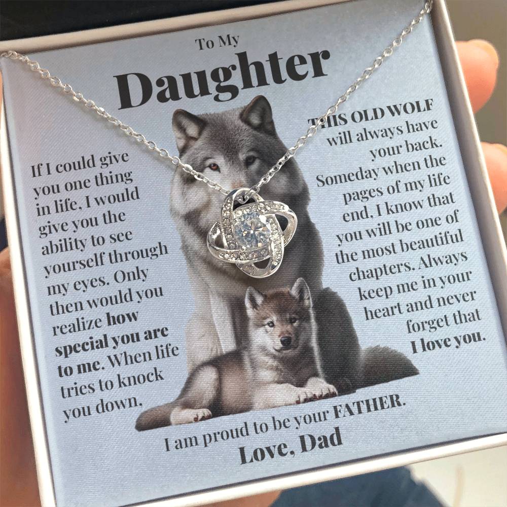 To My Daughter (From Dad) - This Old Wolf - Love Knot Necklace