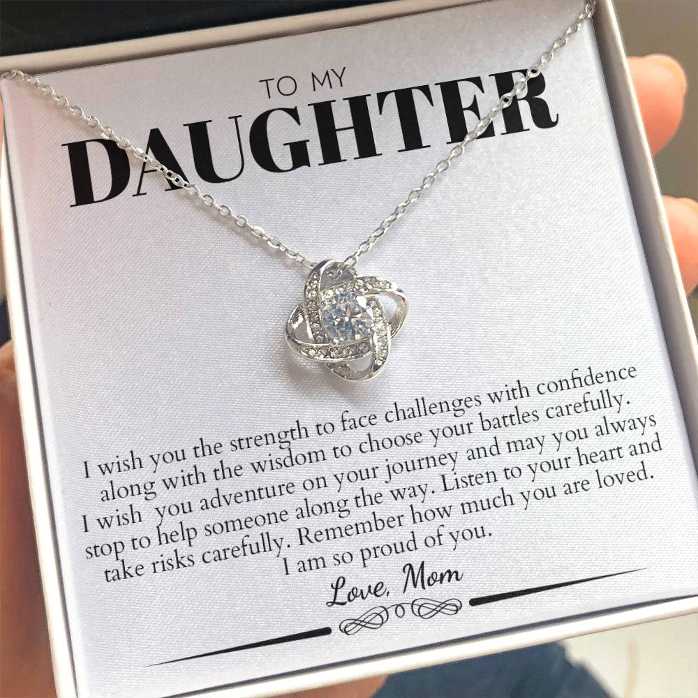 To My Daughter (from Mom) - Listen To Your Heart - Love Knot Necklace