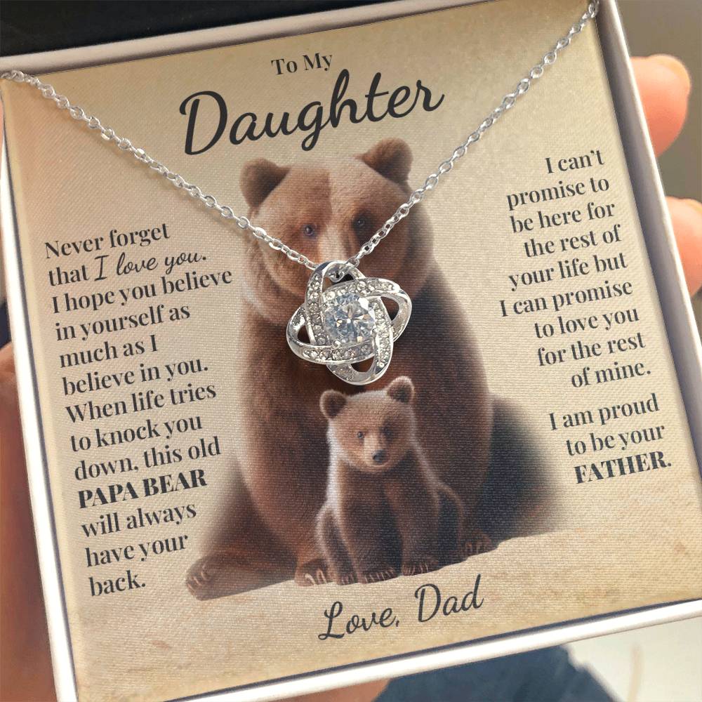 To My Daughter (From Dad) - This Old Papa Bear - Love Knot Necklace