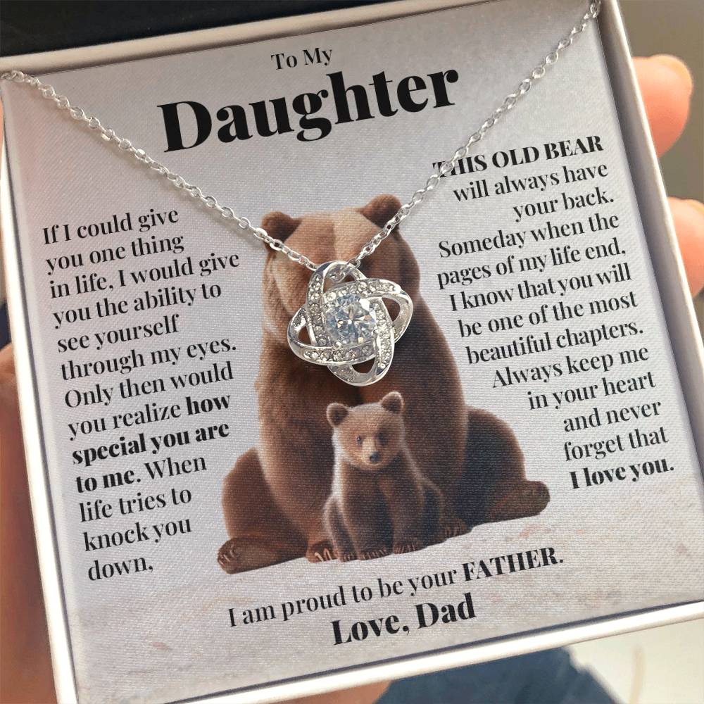 To My Daughter (From Dad) - This Old Bear - Love Knot Necklace