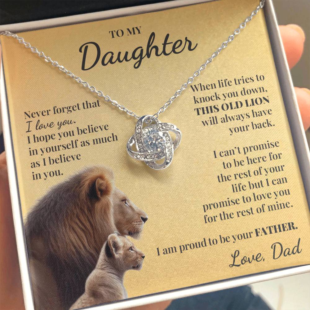 To My Daughter (From Dad) - Proud Old Lion - Love Knot Necklace