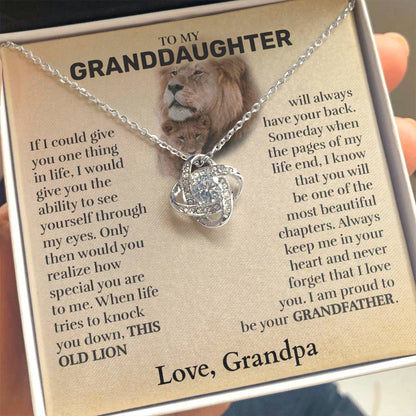 Granddaughter (From Grandpa) - This Old Lion - Love Knot Necklace - Custom Signature