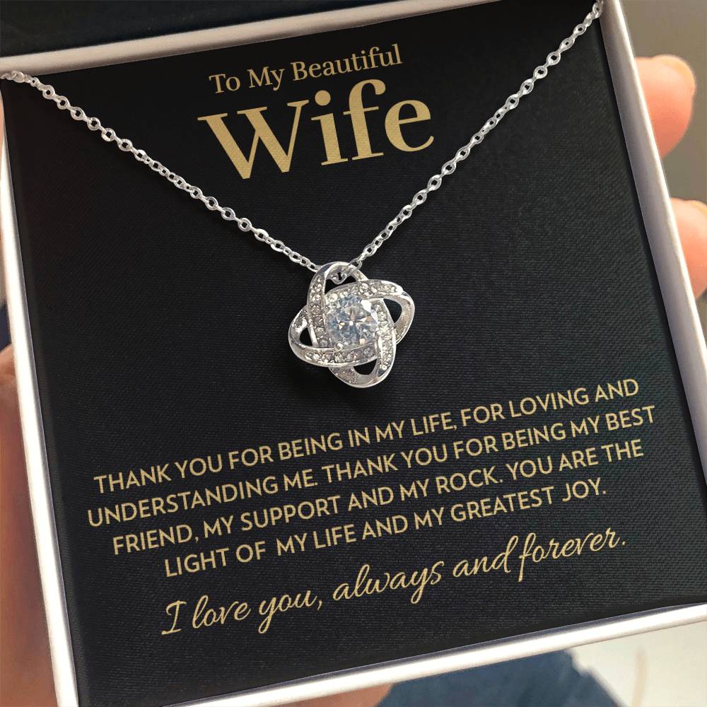 Wife - Light of My Life - Love Knot Necklace