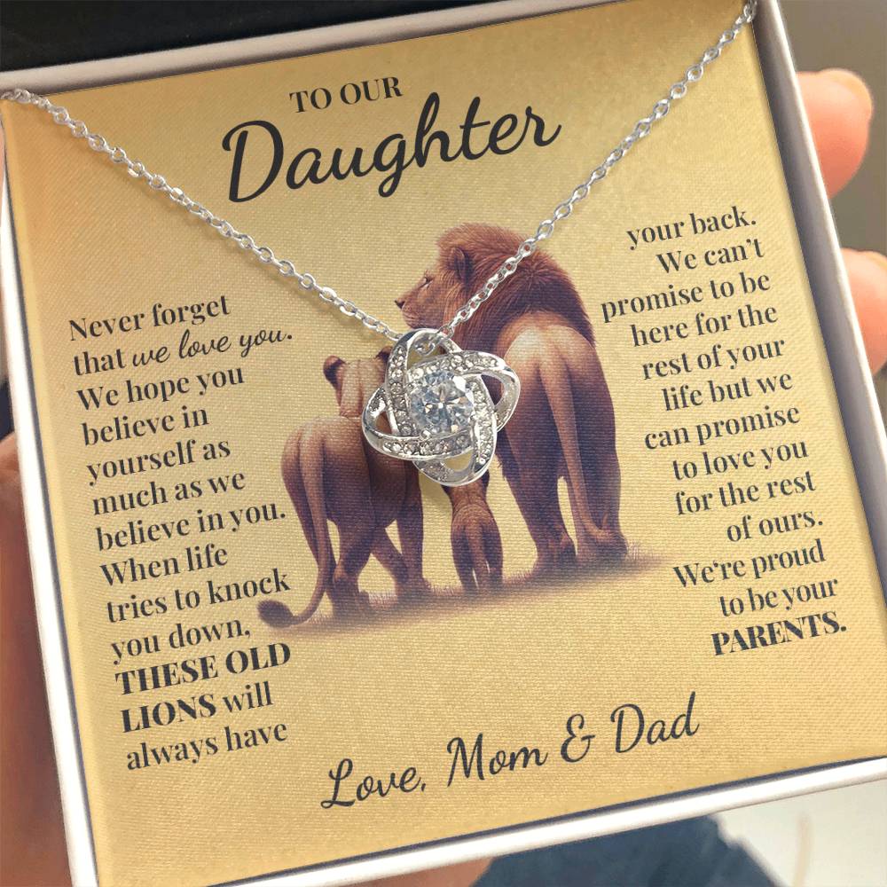 To Our Daughter (From Mom and Dad) - These Old Lions - Love Knot Necklace