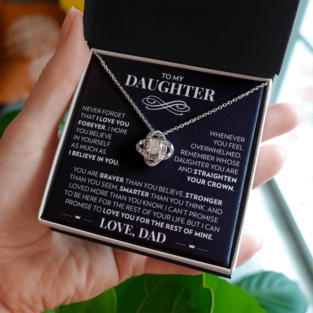 To My Daughter (From Dad) - Never Forget That I Love You - Love Knot Necklace