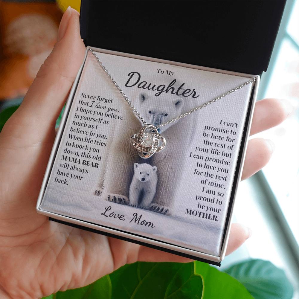 To My Daughter (From Mom) - This Old Mama Bear - Love Knot Necklace