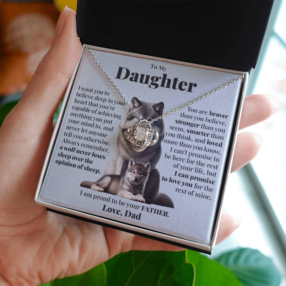 To Daughter (From Dad) - A Wolf - Love Knot Necklace