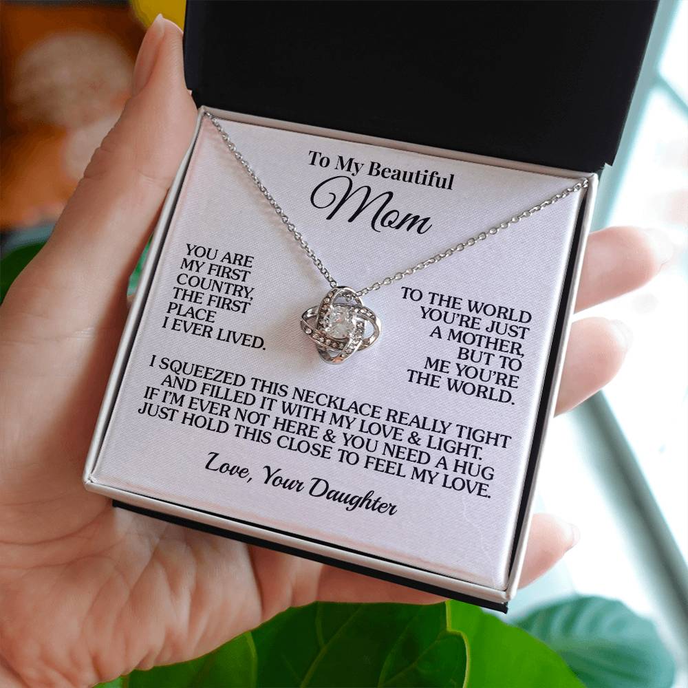 To Mom (From Daughter) - The World - Love Knot Necklace