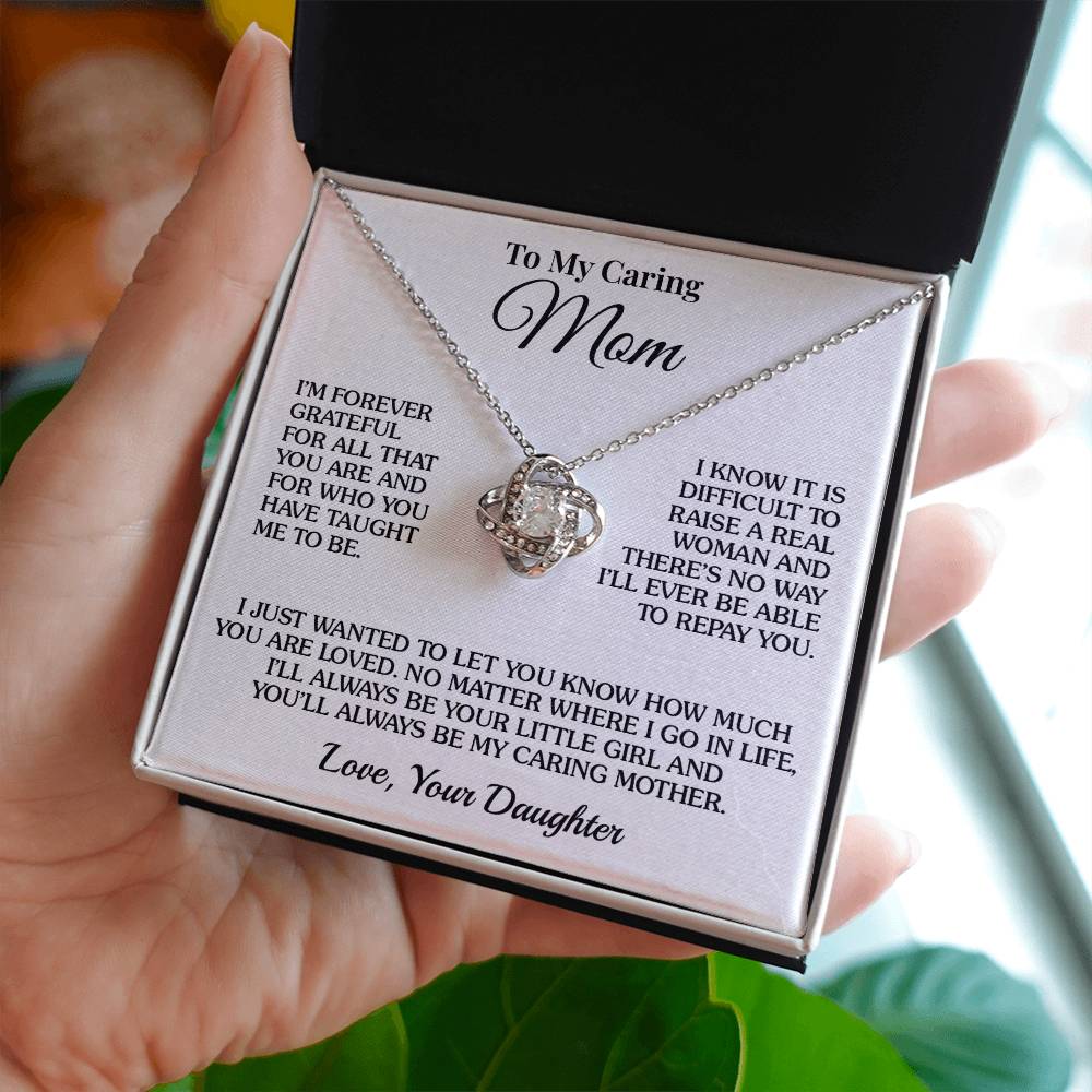 To Mom (From Daughter) - Forever Grateful - Love Knot Necklace