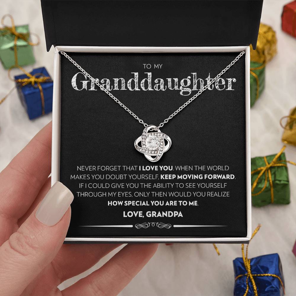 Granddaughter (From Grandpa) - Keep Moving Forward - Love Knot Necklace