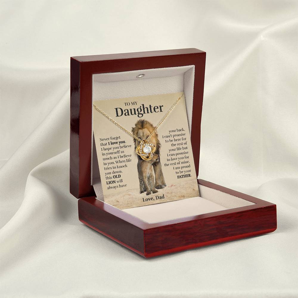To My Daughter (From Dad) - Proud Old Lion - Love Knot Necklace