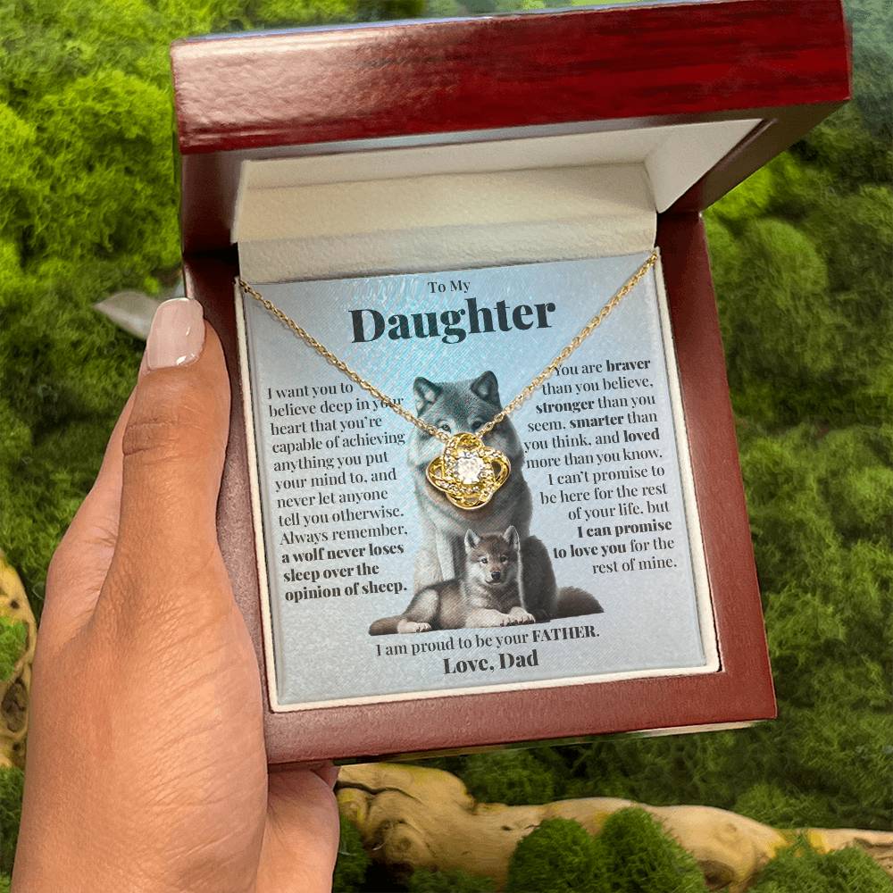 To Daughter (From Dad) - A Wolf - Love Knot Necklace
