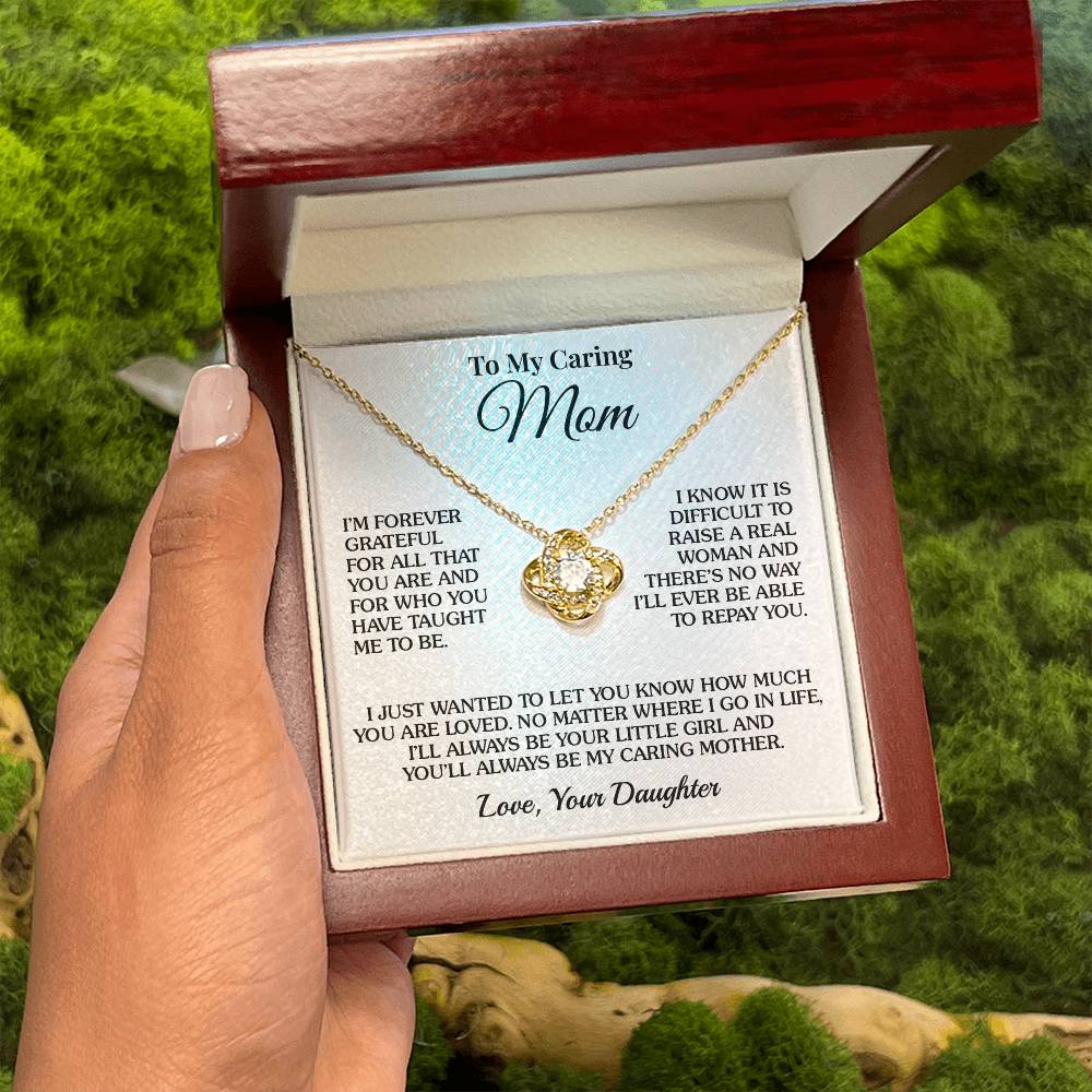 To Mom (From Daughter) - Forever Grateful - Love Knot Necklace