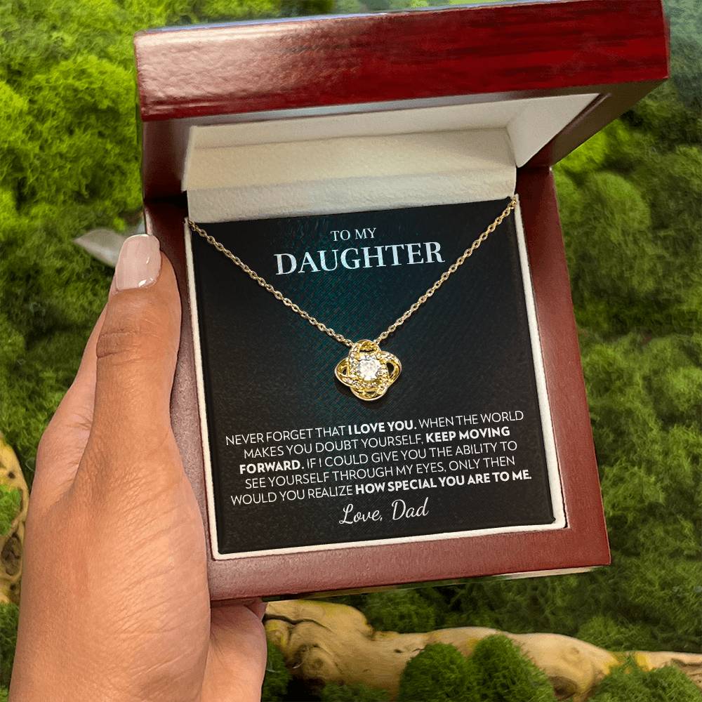 To My Daughter (From Dad) - Keep Moving Forward - Love Knot Necklace