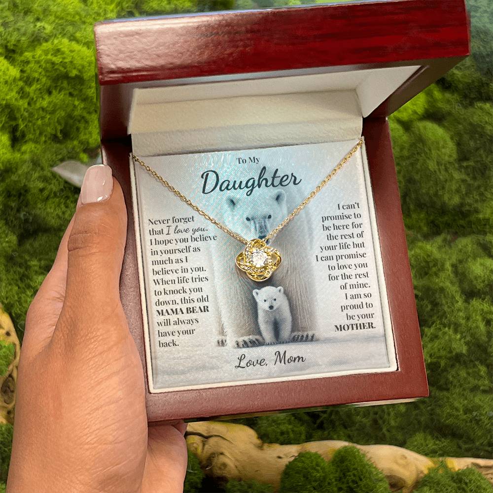 To My Daughter (From Mom) - This Old Mama Bear - Love Knot Necklace