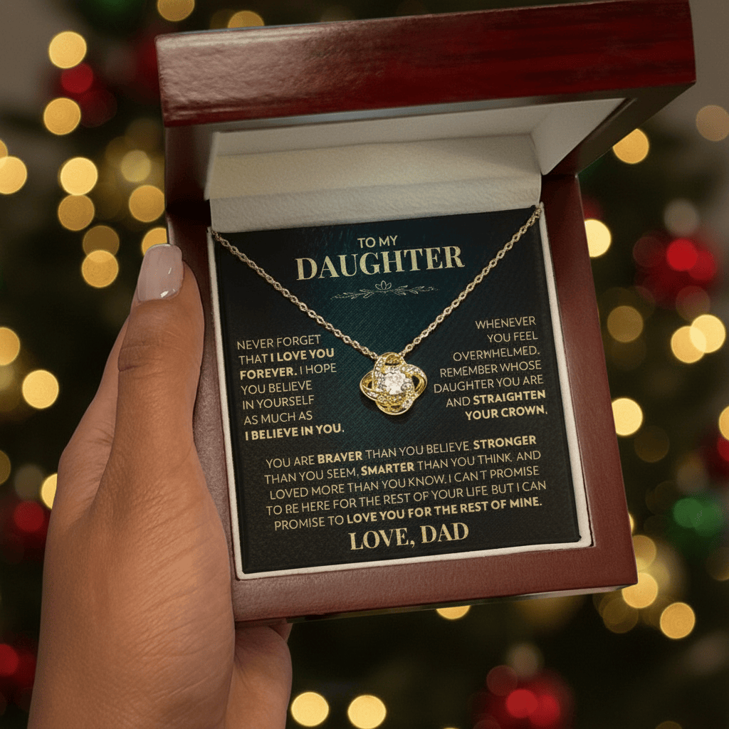 To My Daughter (From Dad) - Never Forget That I Love You - Love Knot Necklace