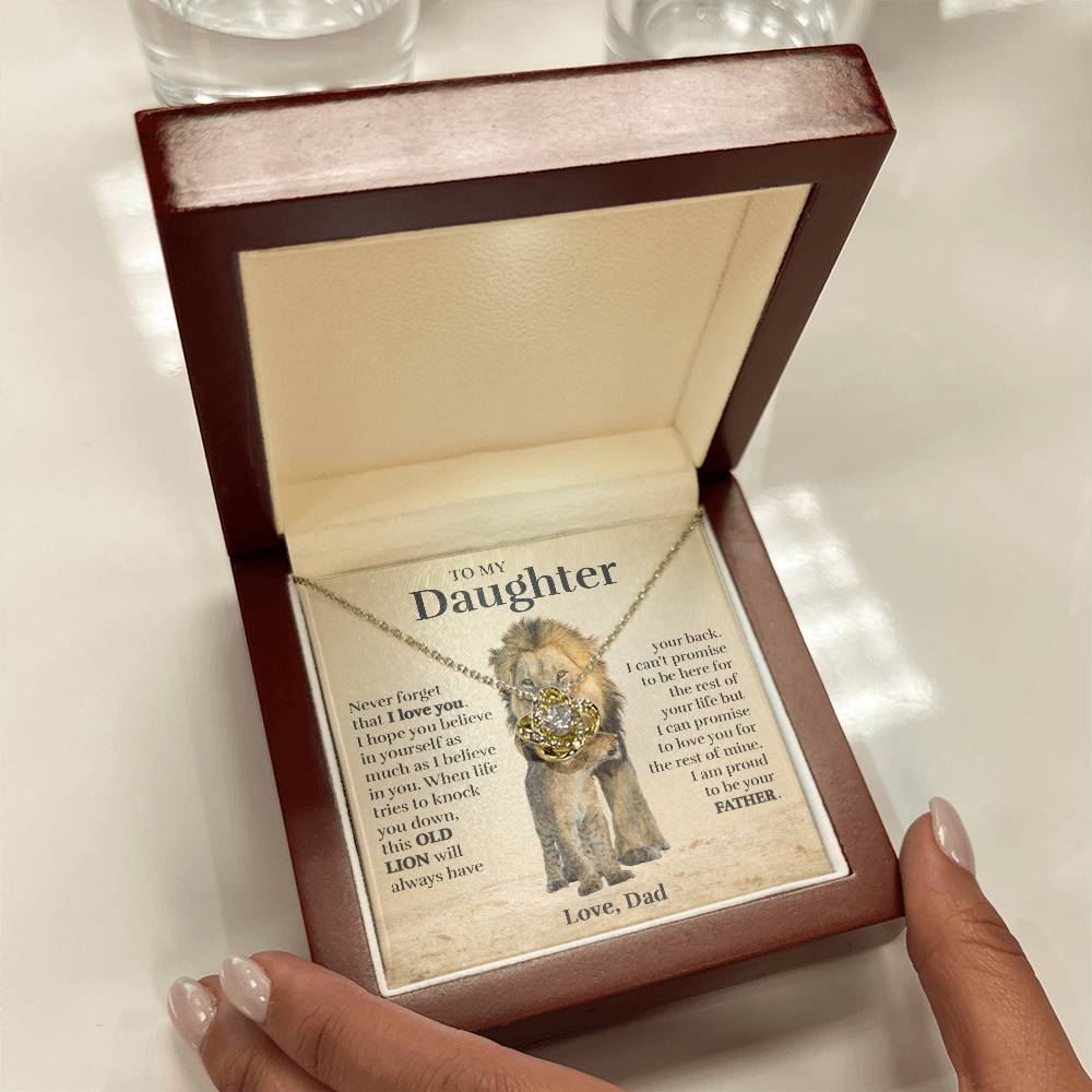To My Daughter (From Dad) - Proud Old Lion - Love Knot Necklace