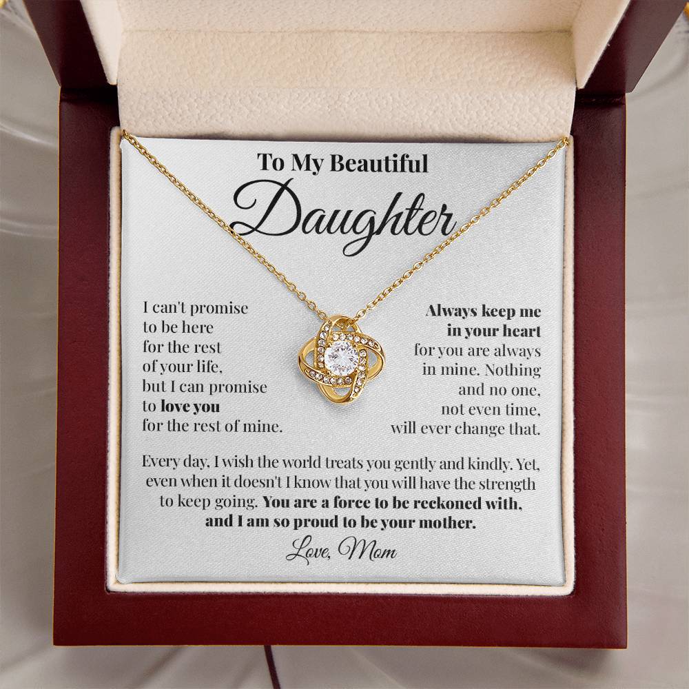 To Daughter (From Mom) - Strength - Love Knot Necklace