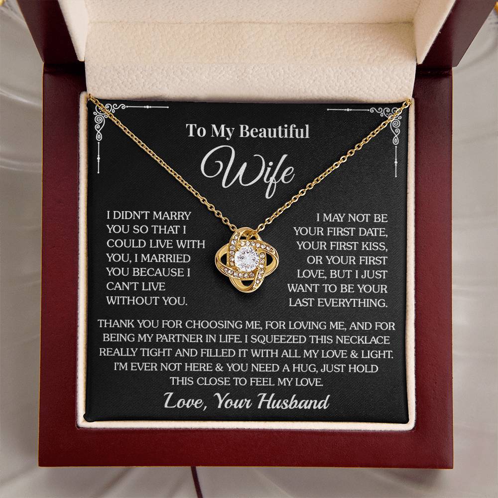 To My Wife - Thank You - Love Knot Necklace