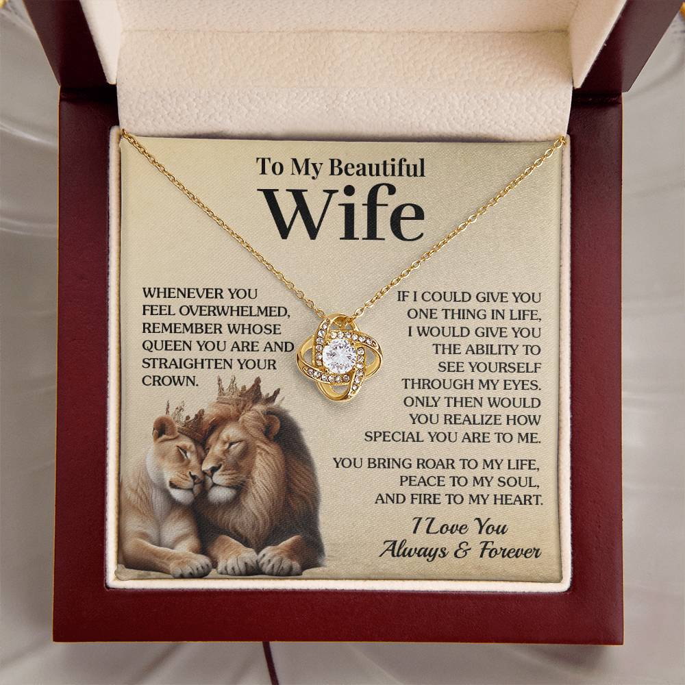 To My Beautiful Wife - Roar To My LIfe - Love Knot Necklace