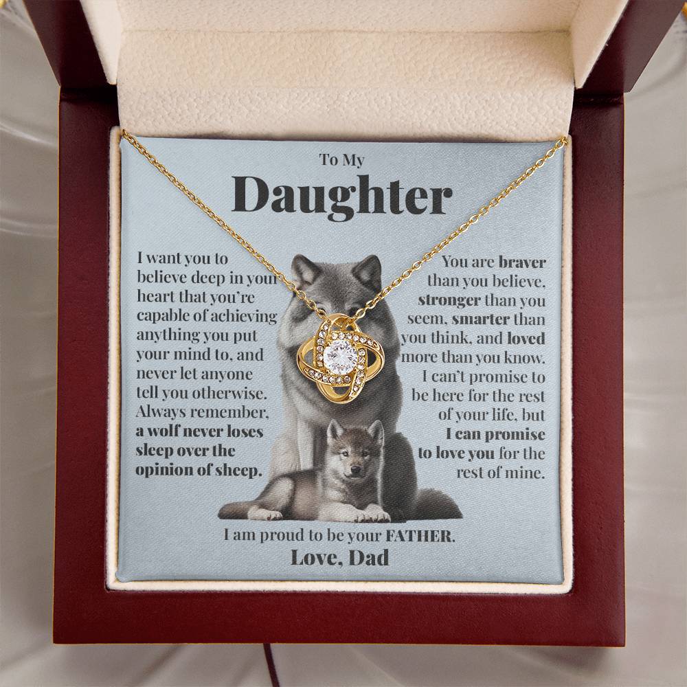 To Daughter (From Dad) - A Wolf - Love Knot Necklace