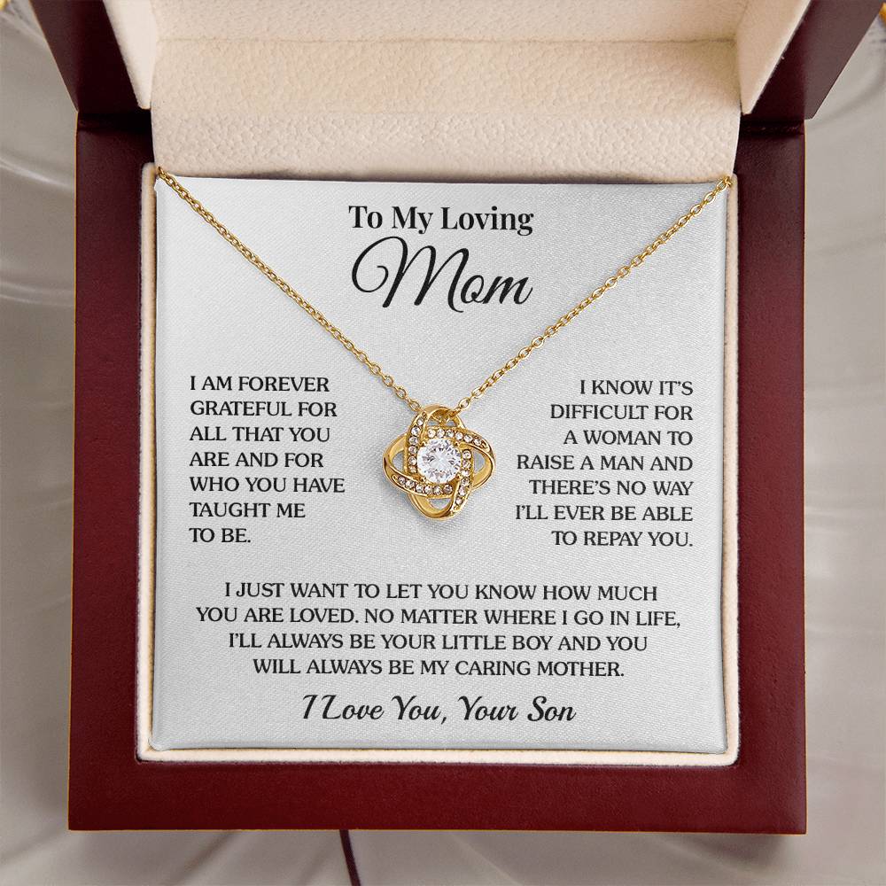 To Mom (From Son) - Grateful - Love Knot Necklace