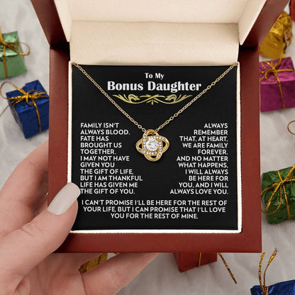 To My Bonus Daughter - Family Forever - Love Knot Necklace