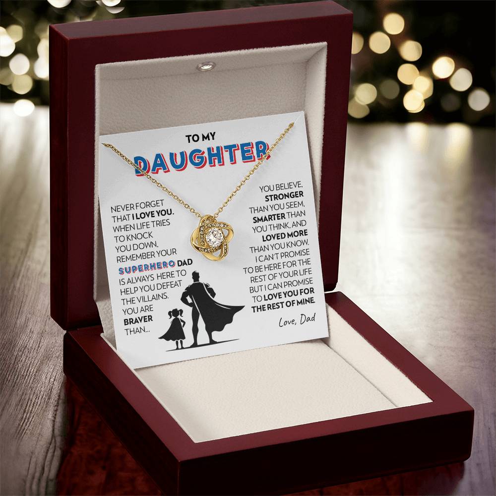 To Daughter (From Dad) - Superhero - Love Knot Necklace