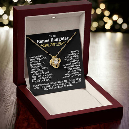 To My Bonus Daughter - Family Forever - Love Knot Necklace