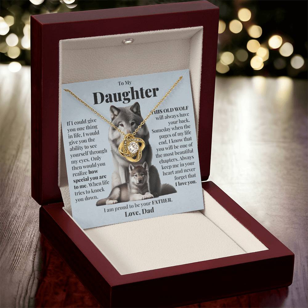To My Daughter (From Dad) - This Old Wolf - Love Knot Necklace