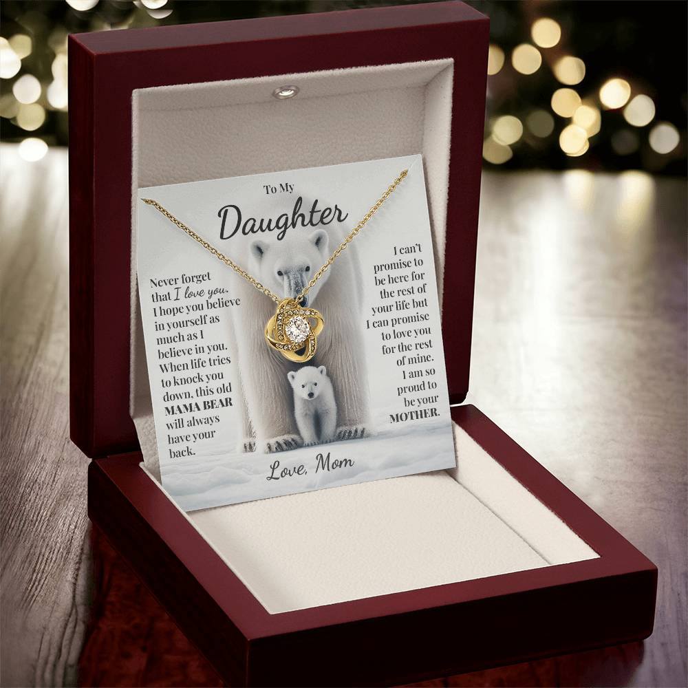 To My Daughter (From Mom) - This Old Mama Bear - Love Knot Necklace