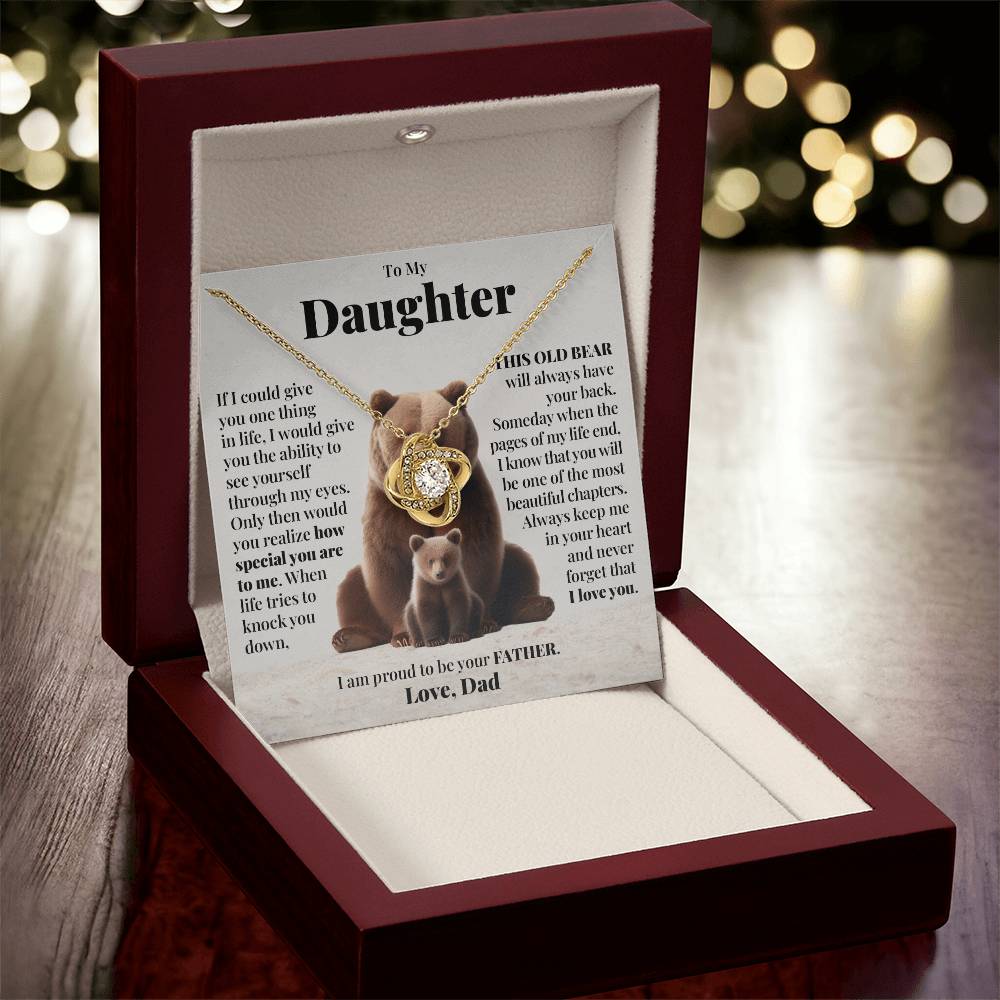 To My Daughter (From Dad) - This Old Bear - Love Knot Necklace