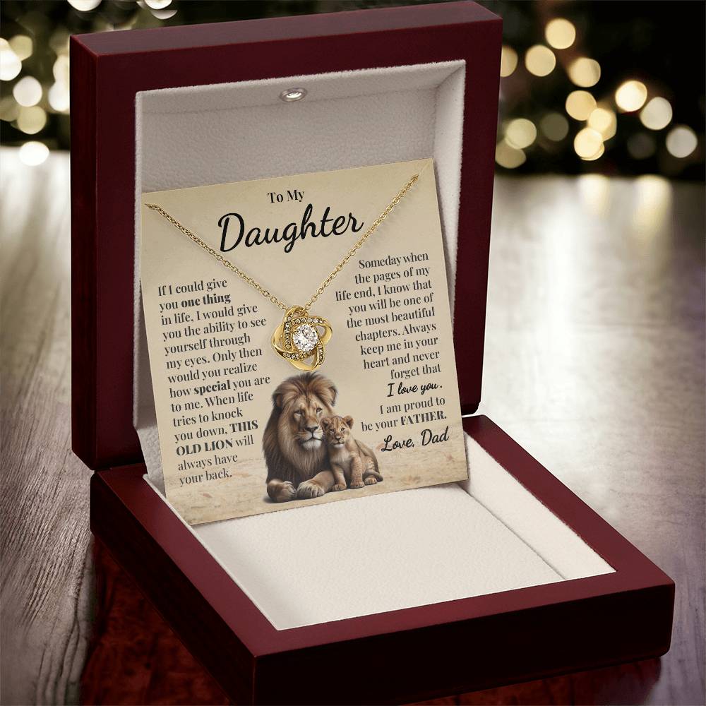 To My Daughter (From Dad) - This Old Lion - Love Knot Necklace