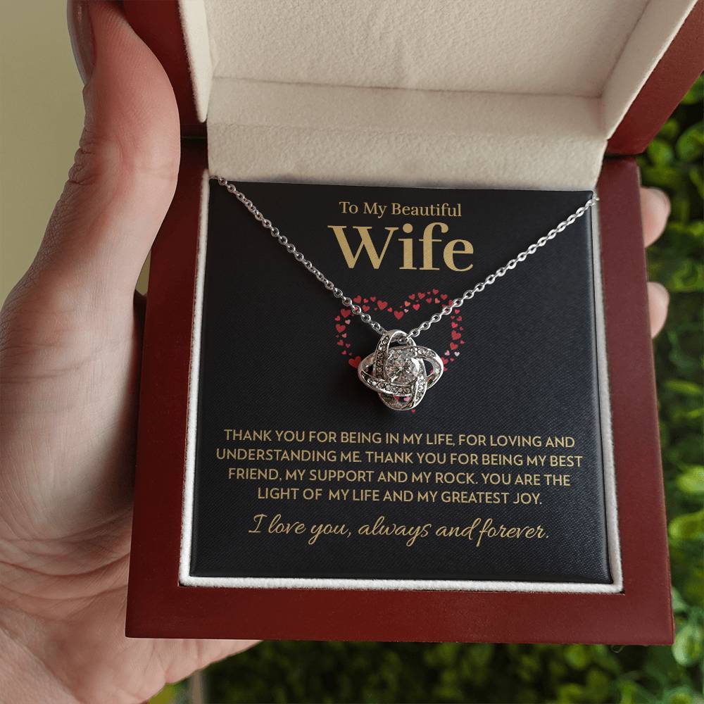 Wife - Light of My Life - Love Knot Necklace