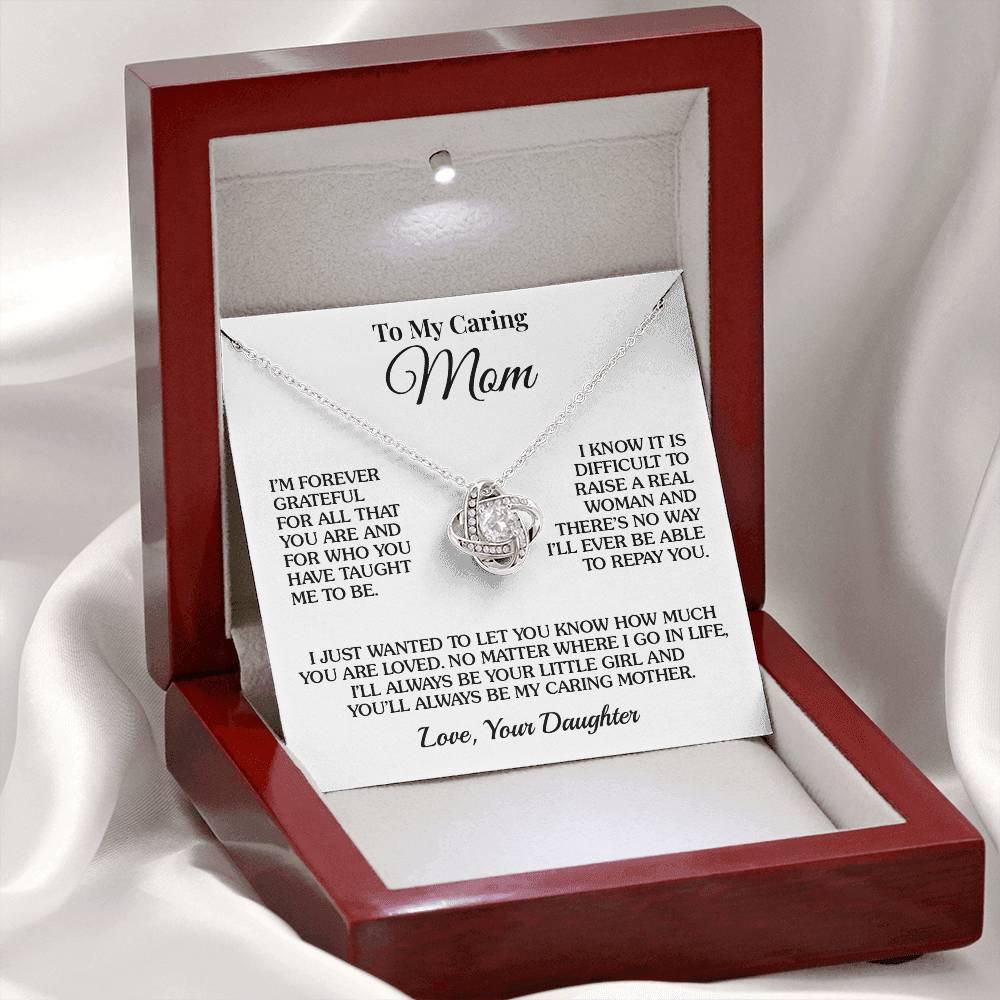 To Mom (From Daughter) - Forever Grateful - Love Knot Necklace