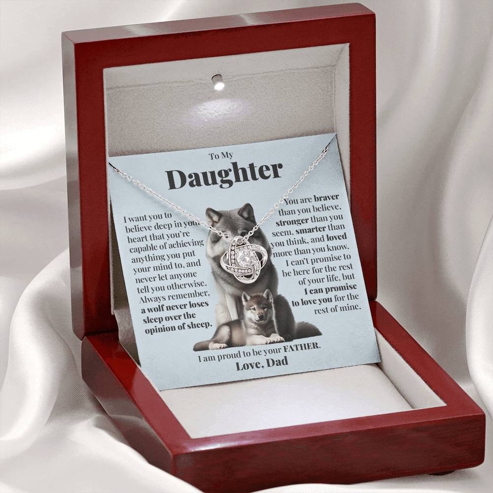 To Daughter (From Dad) - A Wolf - Love Knot Necklace