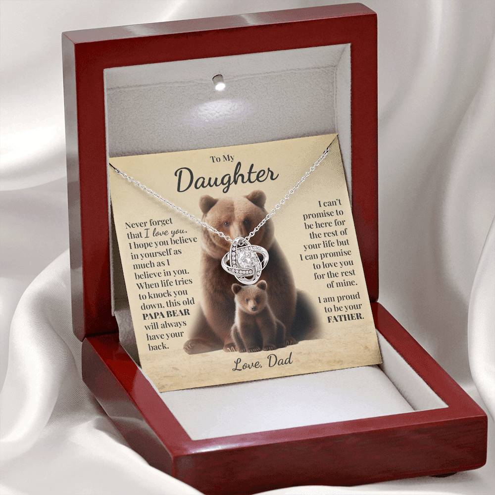 To My Daughter (From Dad) - This Old Papa Bear - Love Knot Necklace