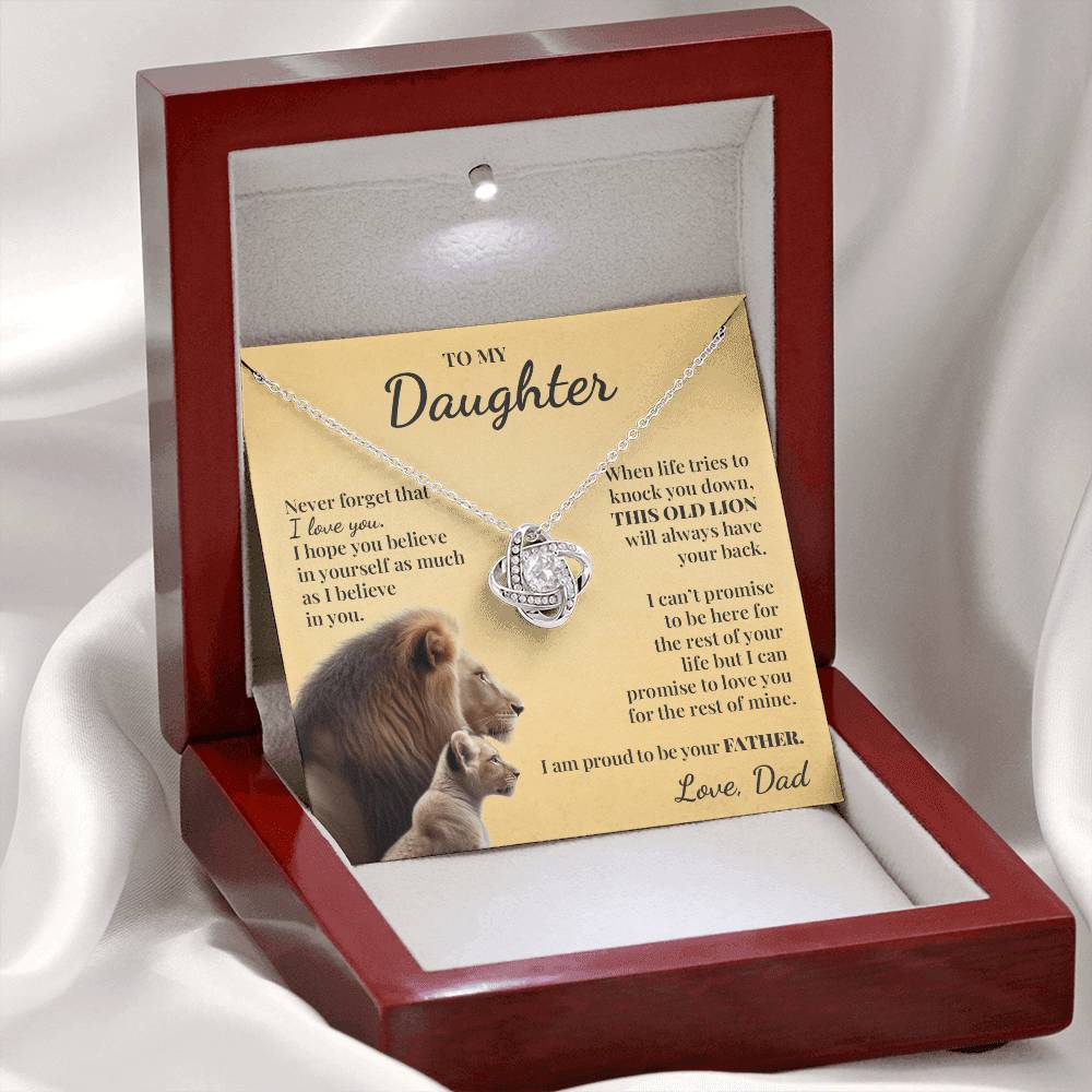 To My Daughter (From Dad) - Proud Old Lion - Love Knot Necklace