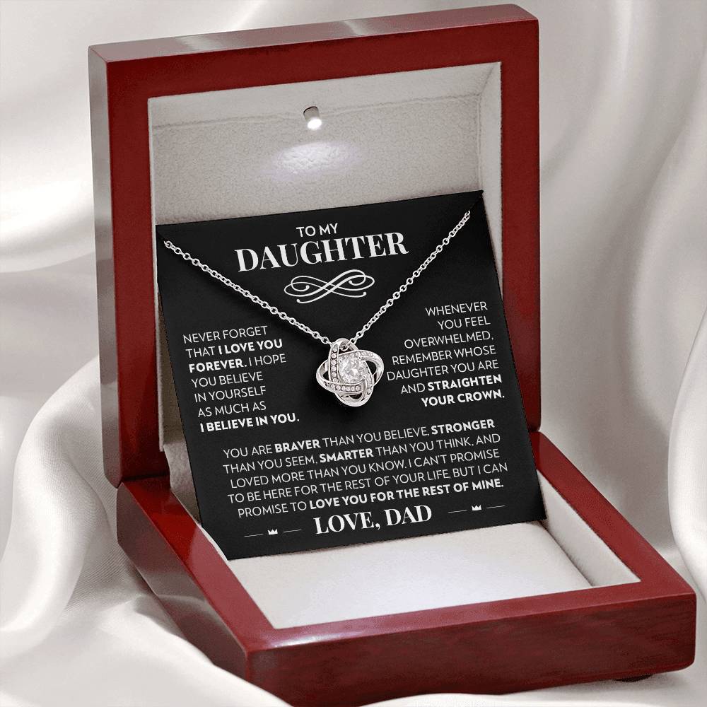To My Daughter (From Dad) - Never Forget That I Love You - Love Knot Necklace