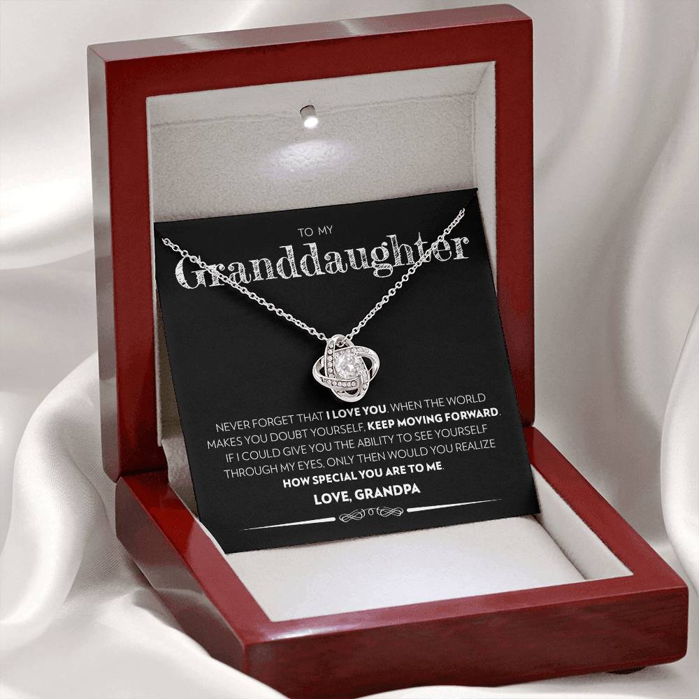 Granddaughter (From Grandpa) - Keep Moving Forward - Love Knot Necklace