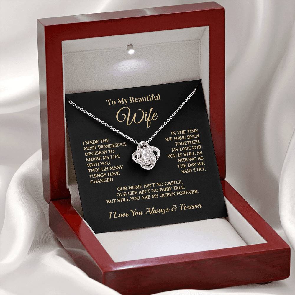 To My Wife - Queen - Love Knot Necklace