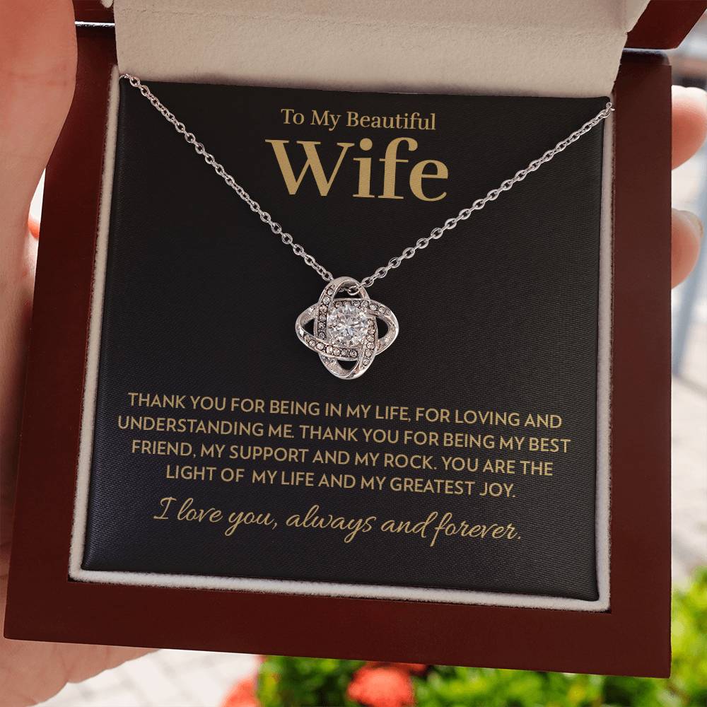 Wife - Light of My Life - Love Knot Necklace
