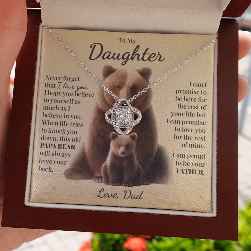 To My Daughter (From Dad) - This Old Papa Bear - Love Knot Necklace